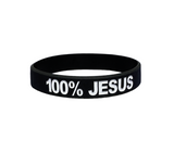 100% JESUS Wristbands White Black or Glow in the Dark