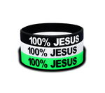 100% JESUS Wristbands White Black or Glow in the Dark