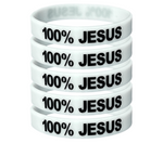 100% JESUS Wristbands White Black or Glow in the Dark