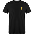 Black w/ Metallic Gold Distressed Cross