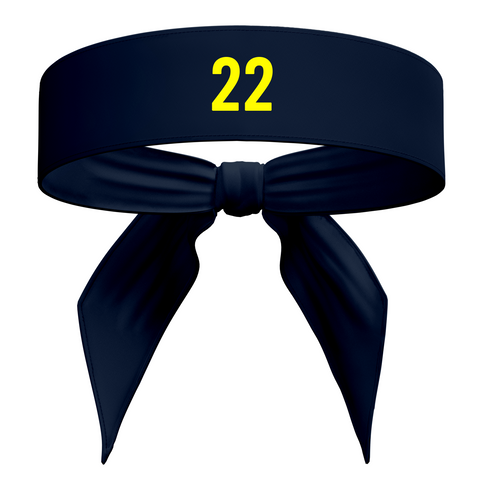 "22" Head Tie Headband - Navy / Yellow