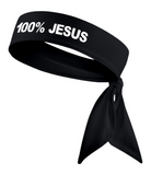 White 100% JESUS Tie Headband