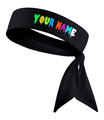 Personalizable Multi. Color Drip Name Tie Headband