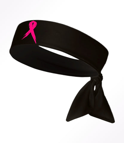 Hot Pink Ribbon Black Tie Headband