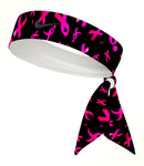 Custom  Black Multi. Pink Ribbons Tie Headband